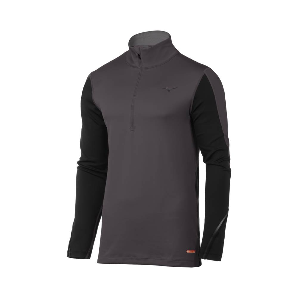 Base Layer Mizuno Breath Thermo® Half Cerniera Uomo - Profondo Grigie/Nere - 46107-RIPB